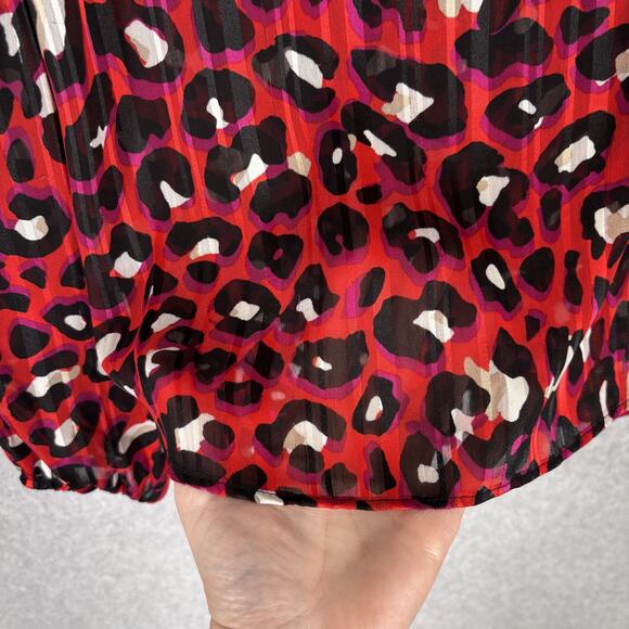 Anne Klein Blouse Small Leopard Sheer Layered Flowy Metallic Maximalist Twee - Picture 8 of 13